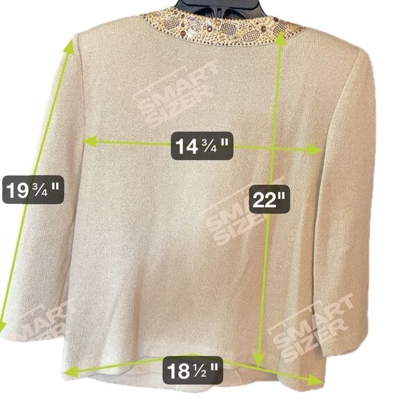 St. John Sz 8 Gold Bronze Metallic Knit Rhinestone Trim Buttons Vintage Jacket - Picture 8 of 8